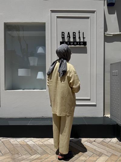 25SS212 Keten Basic Kadın Gömlek LİMON