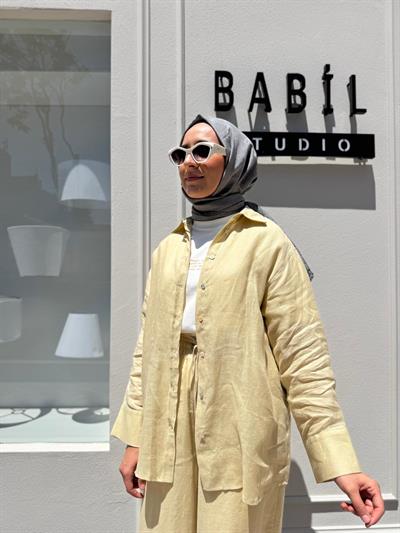25SS212 Keten Basic Kadın Gömlek LİMON