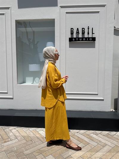 25SS223 Pamuklu Kadın Gömlek Sarı