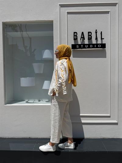 25SS227 Parça İpli Tasarım Kadın Bluz Sarı