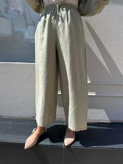 25SS309 Keten Geniş Paça Kadın Pantolon Mint