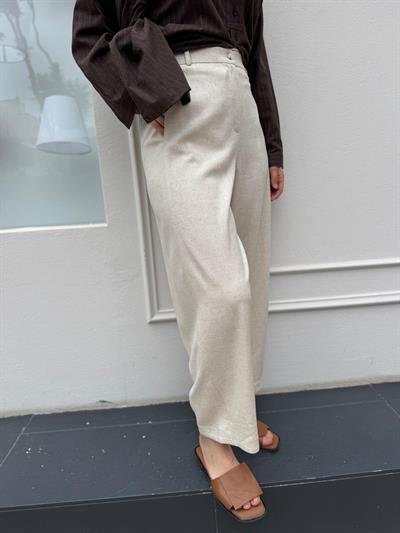 25SS318 Keten Basic Kadın Pantolon Bej