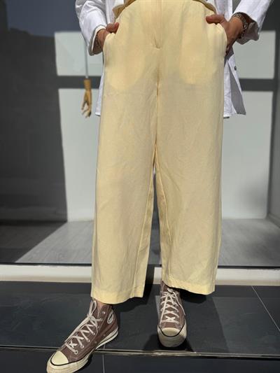 25SS318 Keten Basic Kadın Pantolon LİMON