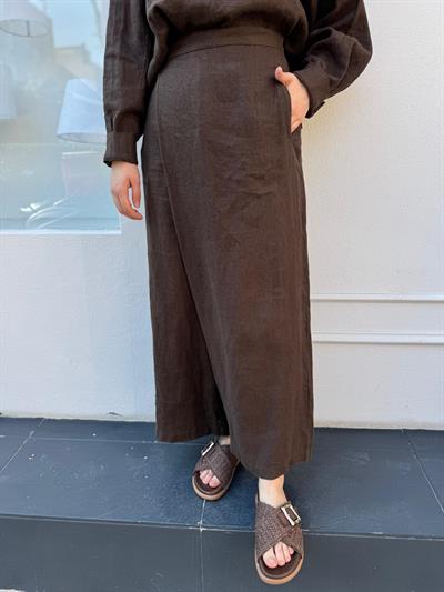 25SS325 Keten Kadın Pantolon Kahve