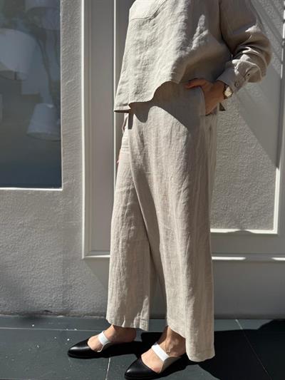 25SS325 Keten Kadın Pantolon Vizon