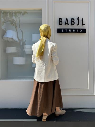 25SS618 Keten Blazer Kadın Ceket Beyaz