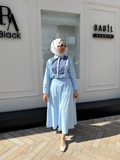 25SS79015 Koton Kadın Etekli Takım Lacivert