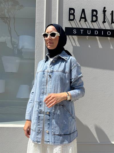 25SSCEK0011 Tessa Kadın Arkası İşlemeli Ceket Mavi