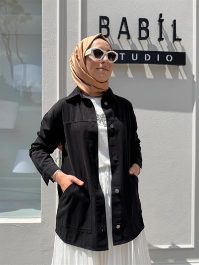25SSCEK0011 Tessa Kadın Arkası İşlemeli Ceket Siyah