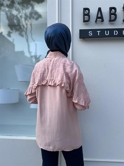 25SSGOM0011 Emili Nakış İşli Kadın Gömlek Pembe