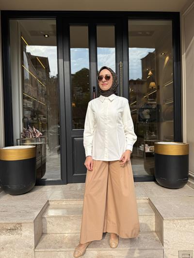 2601-1013 Bol Paça Kadın Pantolon Camel