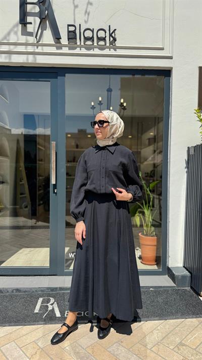 2601-3005 Güpür Detay Kadın Takım Siyah