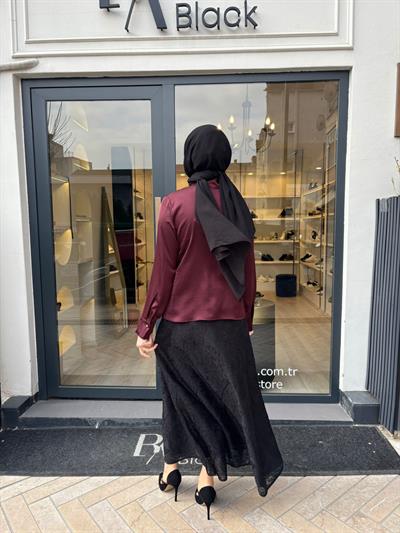 2601-3015 Bağlamalı Kadın Gömlek Bordo