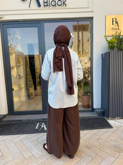 2601-3039 Taş Detaylı Kadın Gömlek Mavi