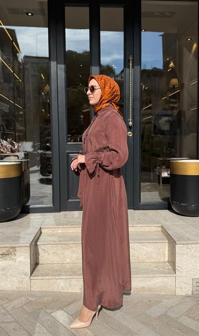 2601-5010 Detaylı Kadın Elbise SOĞAN