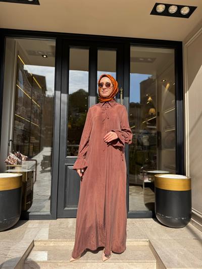 2601-5010 Detaylı Kadın Elbise SOĞAN