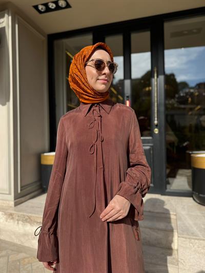 2601-5010 Detaylı Kadın Elbise SOĞAN