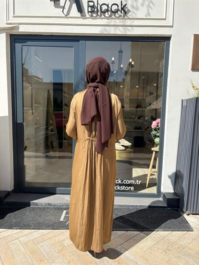 2601-5031 Büzgü Detay Kadın Elbise Vizon