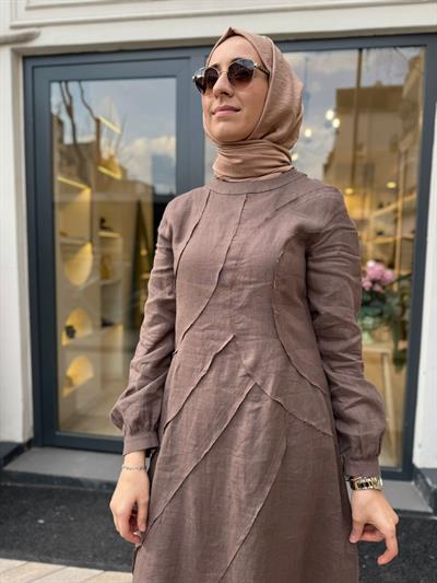 2601-5039 Dikiş Detaylı Kadın Takım Kahve
