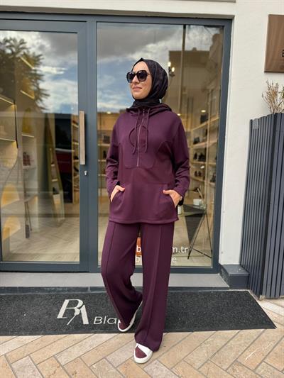 26FW207 Garnili Kadın Takım Bordo