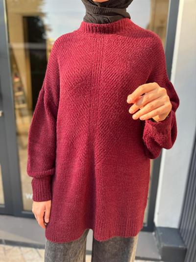 26FW217 Triko Kadın Kazak Bordo