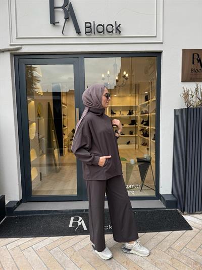26FW218 Nakış Detaylı Kadın Takım Füme