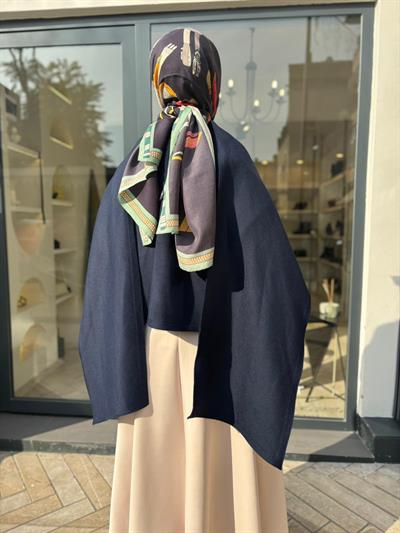 26FW230 Atkı Detay Kadın Bluz Lacivert