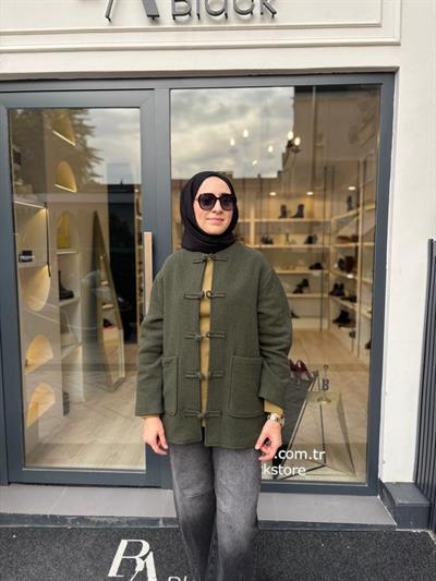 26FW613 Çin Düğmeli Kadın Ceket Haki Yeşil