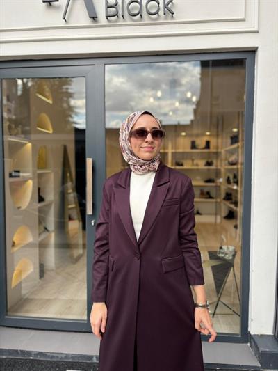 26FW633 Tek Düğmeli Kadın Ceket Mürdüm