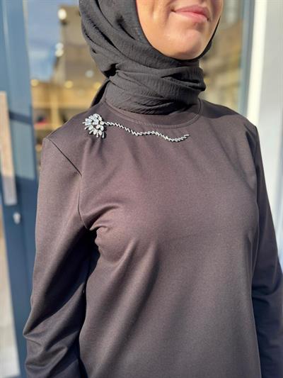 26FWBLZ0001 Taş İşlemeli Sune Kadın Bluz Siyah
