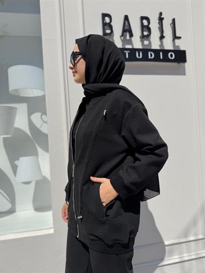 26FWCEK0001 Örme Simli Kadın Takım Siyah