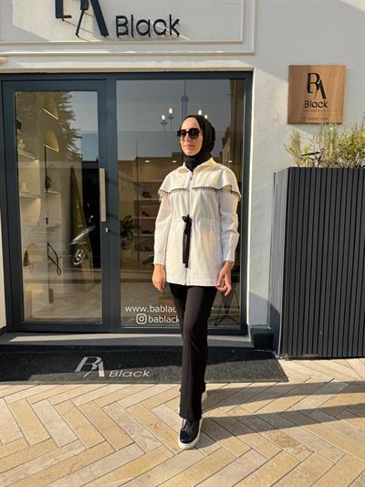 26FWCEK0002 Boncuk İşleme Cara Kadın Ceket Ekru
