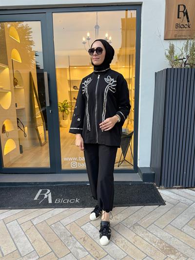 26FWCEK0004 Zımba Detay Jayla Kadın Takım Siyah