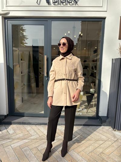 26FWCEK0020 Rotan Kadın Ceket Bej