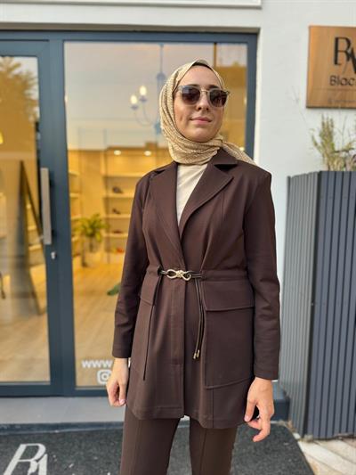 26FWCEK0030 Kemer Detaylı Elena Kadın Ceket Kahve