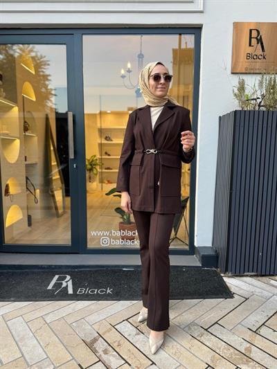 26FWCEK0030 Kemer Detaylı Elena Kadın Ceket Kahve