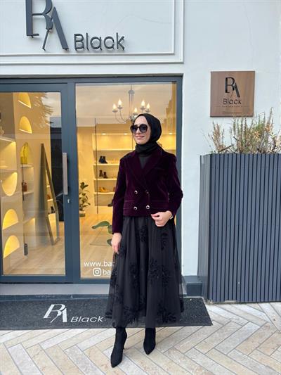 26FWCEK0032 Katrin İşleme Detay Kadın Ceket Mor