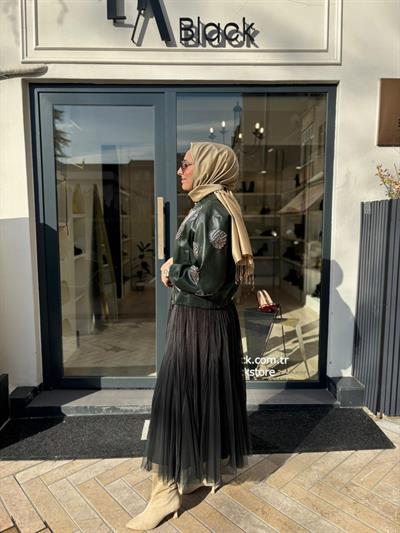 26FWETE0006 Finn Kadın Etek Yeşil