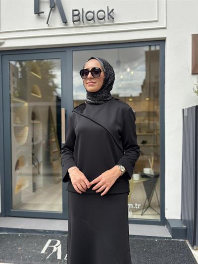 26FWSWE0006 Omzu İşlemeli Valde Kadın Sweat Siyah