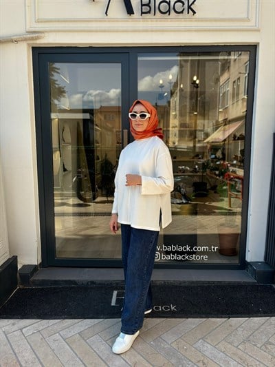 26SS216 Nakışlı Kadın Sweat Beyaz