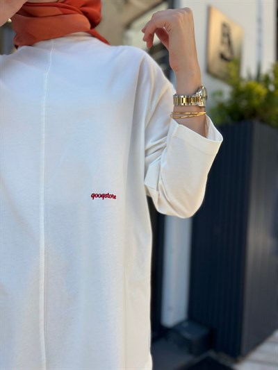 26SS216 Nakışlı Kadın Sweat Beyaz
