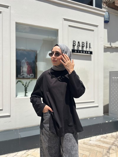 26SS216 Nakışlı Kadın Sweat Siyah