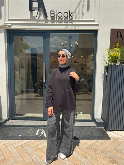 26SS216 Nakışlı Kadın Sweat Siyah