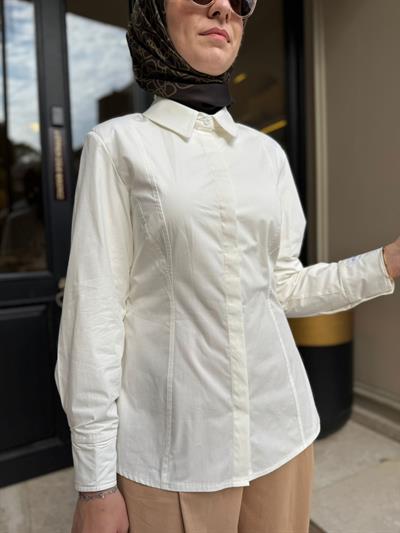 26SS219 Fit Pop Kadın Gömlek Beyaz