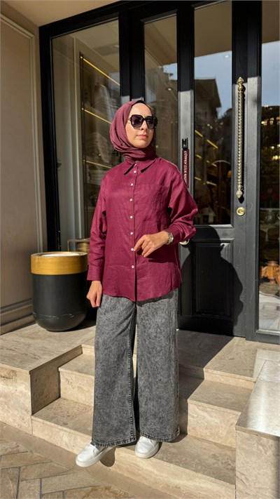 26SS228 Lidya Kadın Gömlek Bordo