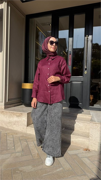 26SS228 Lidya Kadın Gömlek Bordo