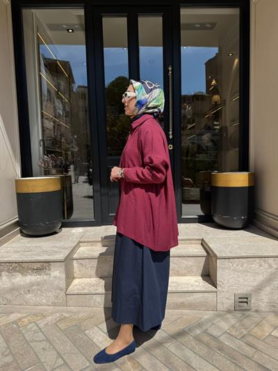 26SS233 Yarasa Kol Kadın Gömlek Bordo