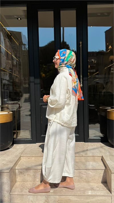 26SS250 Sasha Keten Kadın Takım Beyaz