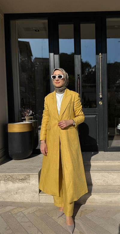 26SS323 Lin Kadın Pantolon Sarı