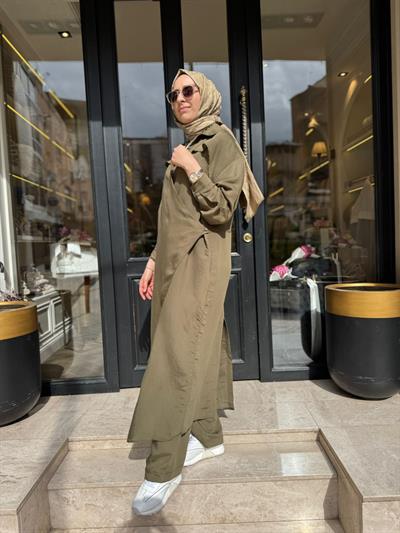 26SS604 Arsen Kadın Kimono Haki Yeşil